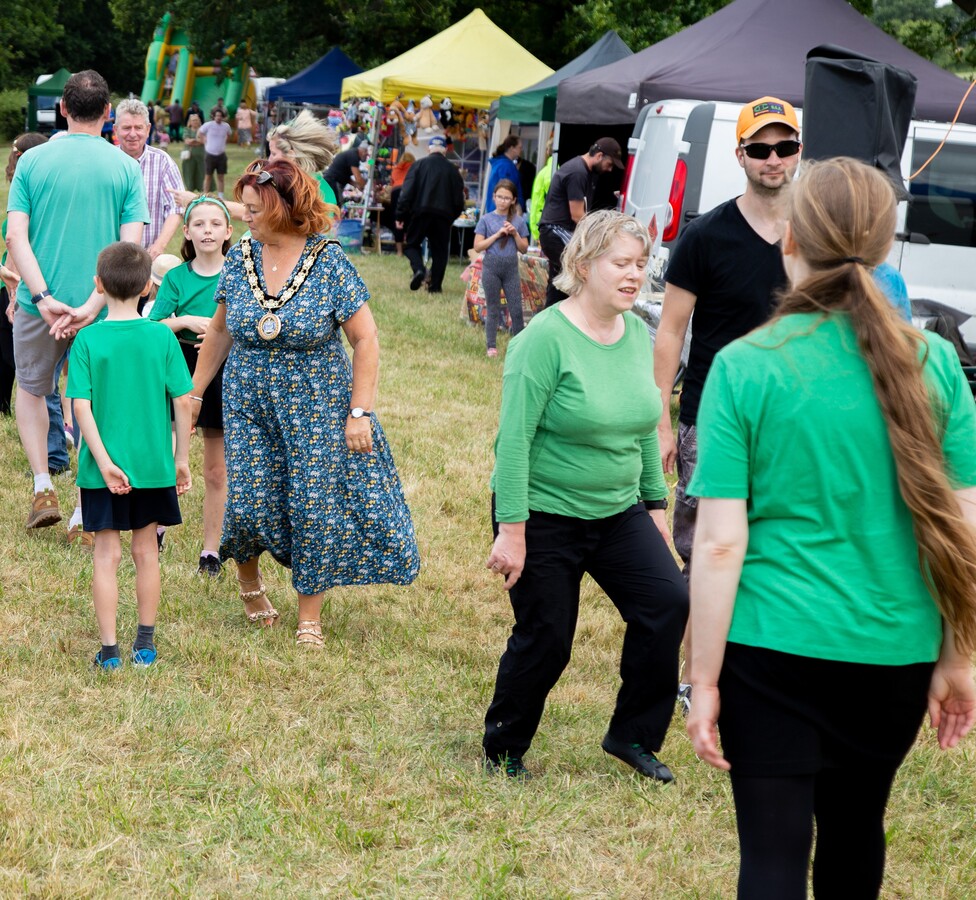 Chelmsford City Mayor, Cllr Linda Mascot taking part in Irish the dancing with the  Maureen Corr Irish Dancers